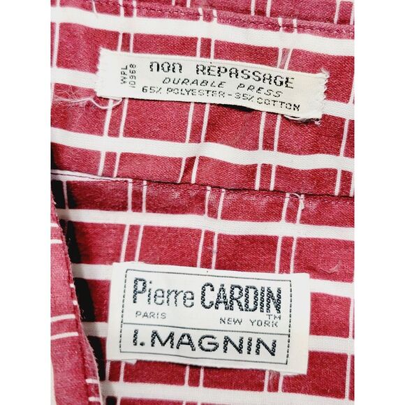 Pierre Cardin Shirt Mens 15 / 32 Vintage Late 70s I Magnin Gingham Long Sleeve - Picture 5 of 8